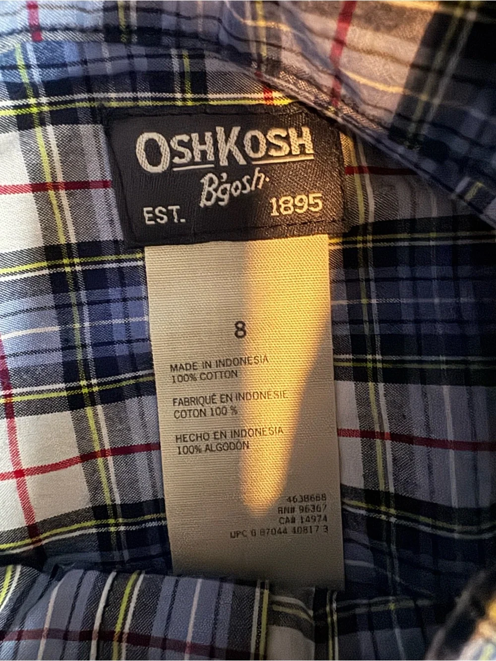 😎OshKosh B'gosh Boys Kids Plaid Fall Casual Button Down Cotton Shirts | 8